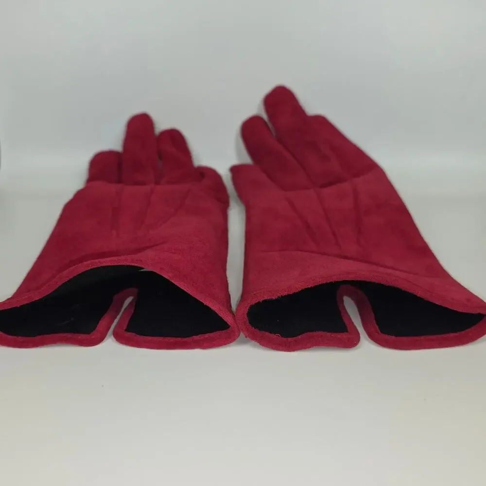 ARIS GENUINE LEATHER SUEDE RED GLOVES – WOMEN’S XL – STYLE 88136 – FLEECE LINING